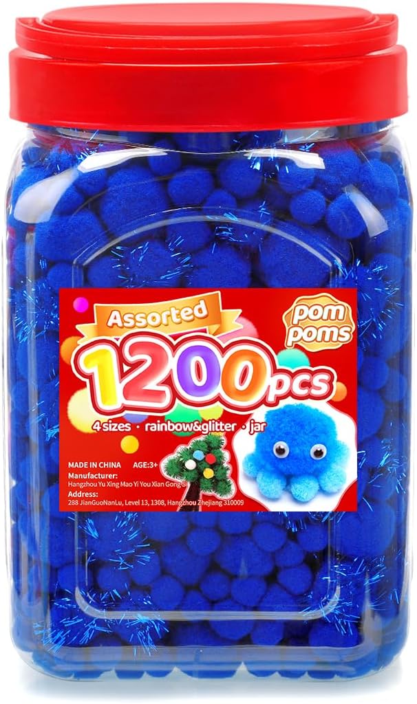 Yellow Pom Poms, 0.4inch(1cm), 2000pcs, Small Size, Pom Poms for Arts and Crafts, Pom Pom Balls, Craft Supplies.