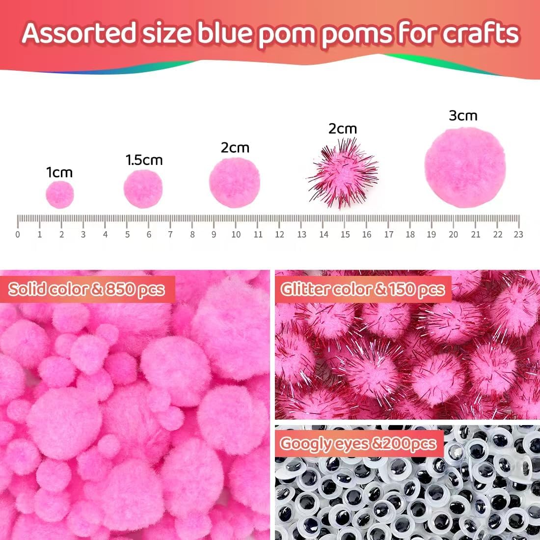 Yellow Pom Poms, 0.4inch(1cm), 2000pcs, Small Size, Pom Poms for Arts and Crafts, Pom Pom Balls, Craft Supplies.
