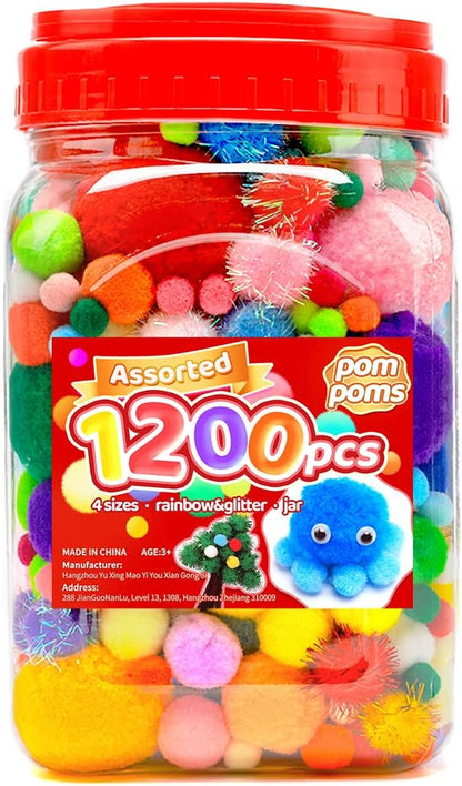 Yellow Pom Poms, 0.4inch(1cm), 2000pcs, Small Size, Pom Poms for Arts and Crafts, Pom Pom Balls, Craft Supplies.