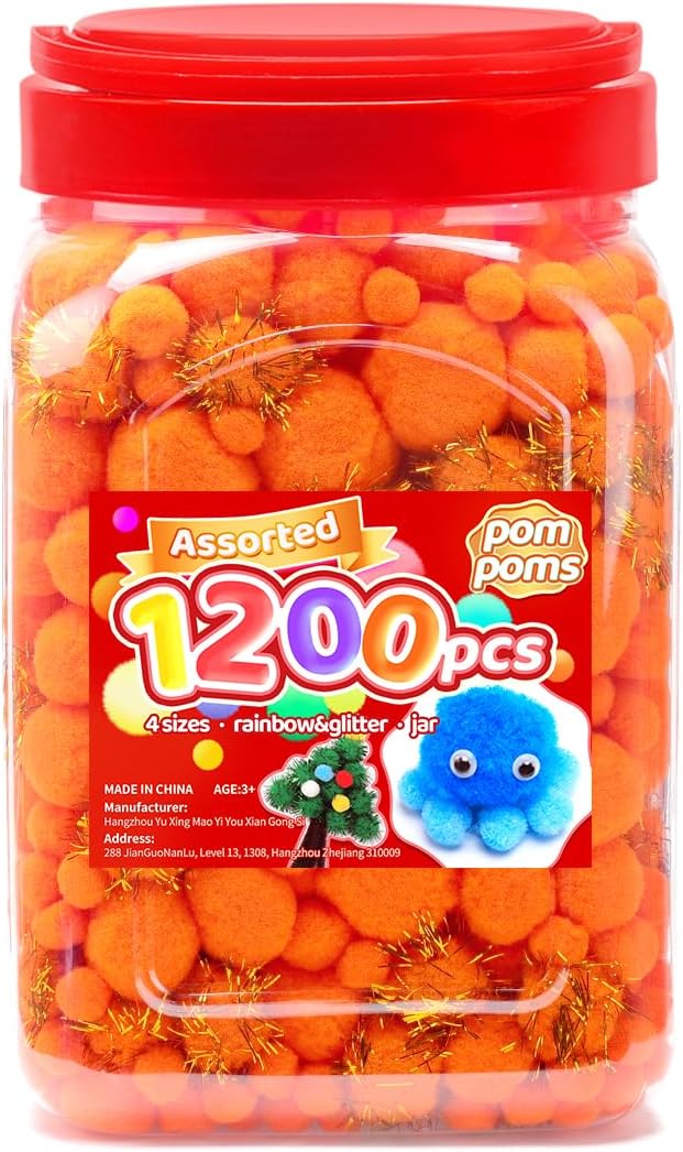Yellow Pom Poms, 0.4inch(1cm), 2000pcs, Small Size, Pom Poms for Arts and Crafts, Pom Pom Balls, Craft Supplies.