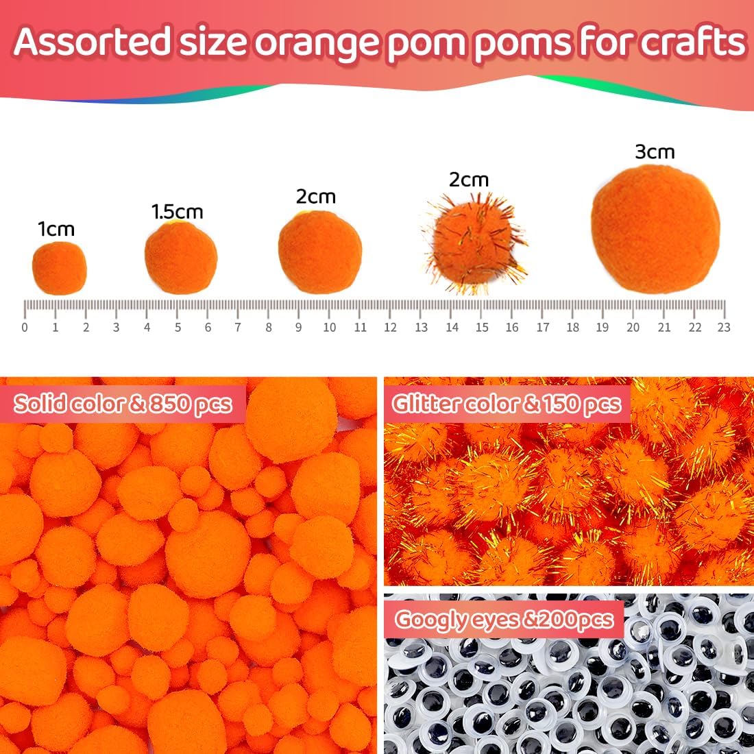 Yellow Pom Poms, 0.4inch(1cm), 2000pcs, Small Size, Pom Poms for Arts and Crafts, Pom Pom Balls, Craft Supplies.