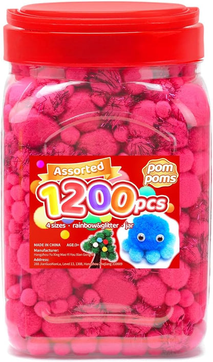 Yellow Pom Poms, 0.4inch(1cm), 2000pcs, Small Size, Pom Poms for Arts and Crafts, Pom Pom Balls, Craft Supplies.