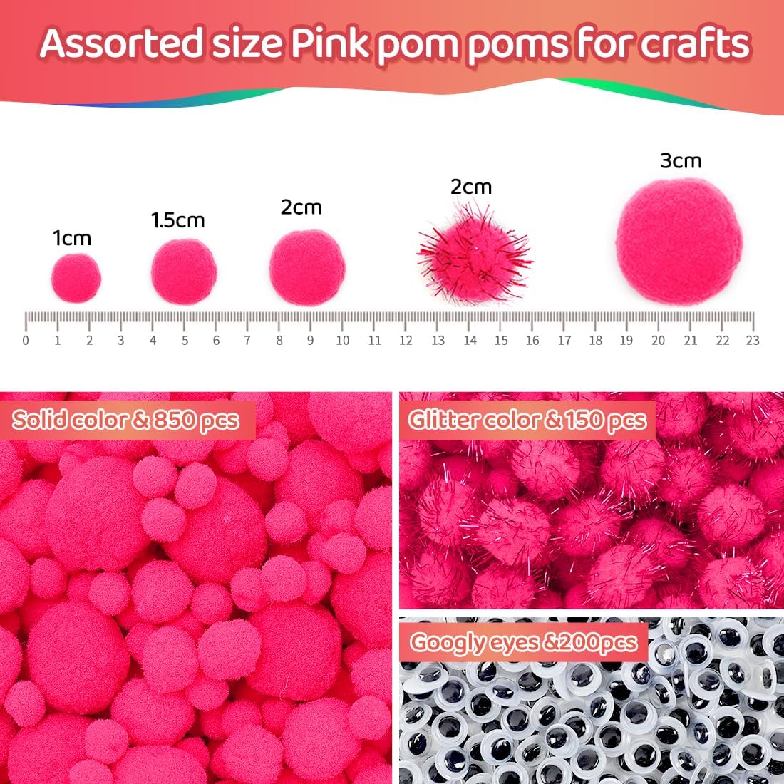 Yellow Pom Poms, 0.4inch(1cm), 2000pcs, Small Size, Pom Poms for Arts and Crafts, Pom Pom Balls, Craft Supplies.