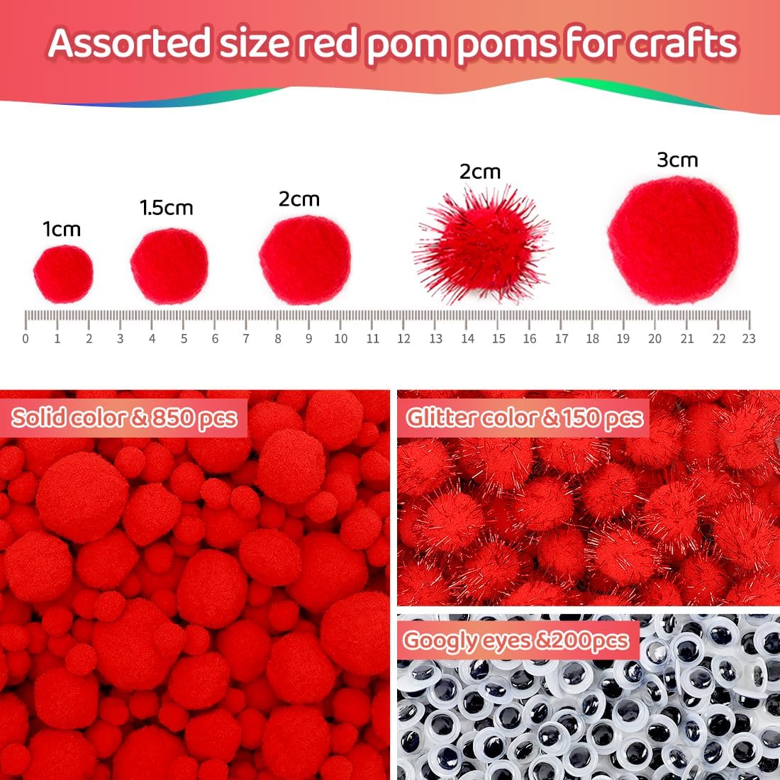 Yellow Pom Poms, 0.4inch(1cm), 2000pcs, Small Size, Pom Poms for Arts and Crafts, Pom Pom Balls, Craft Supplies.