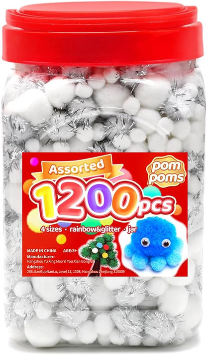 Yellow Pom Poms, 0.4inch(1cm), 2000pcs, Small Size, Pom Poms for Arts and Crafts, Pom Pom Balls, Craft Supplies.