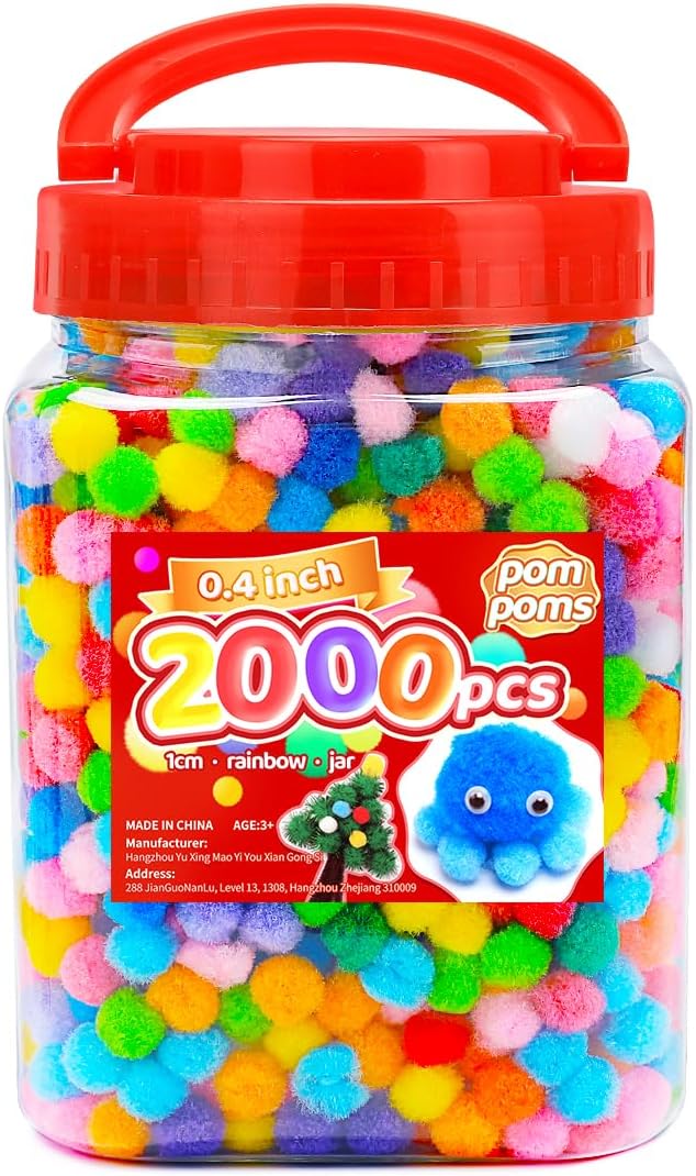 Yellow Pom Poms, 0.4inch(1cm), 2000pcs, Small Size, Pom Poms for Arts and Crafts, Pom Pom Balls, Craft Supplies.
