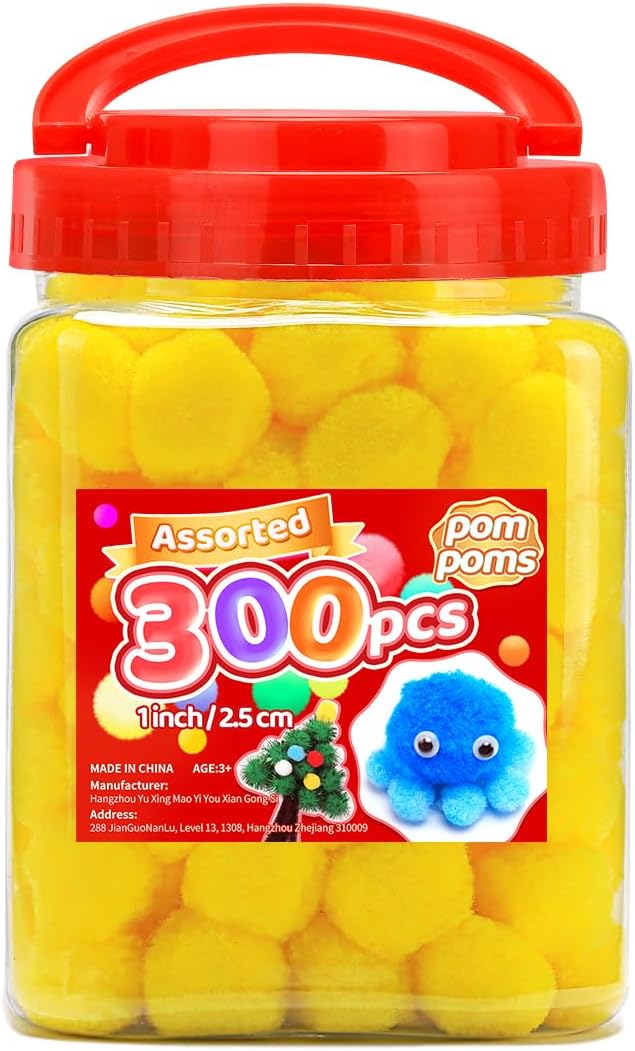 Yellow Pom Poms, 0.4inch(1cm), 2000pcs, Small Size, Pom Poms for Arts and Crafts, Pom Pom Balls, Craft Supplies.