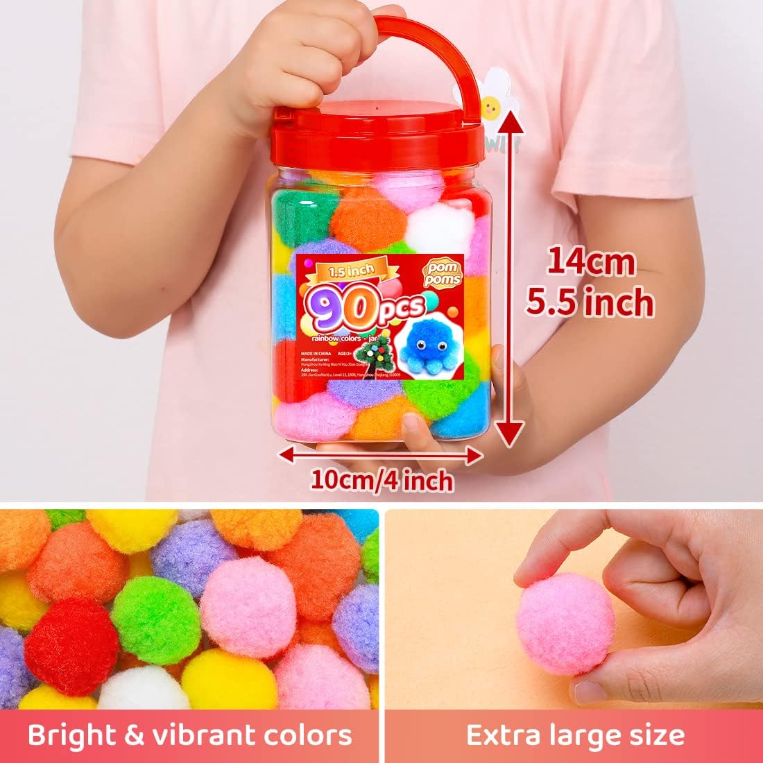 Yellow Pom Poms, 0.4inch(1cm), 2000pcs, Small Size, Pom Poms for Arts and Crafts, Pom Pom Balls, Craft Supplies.
