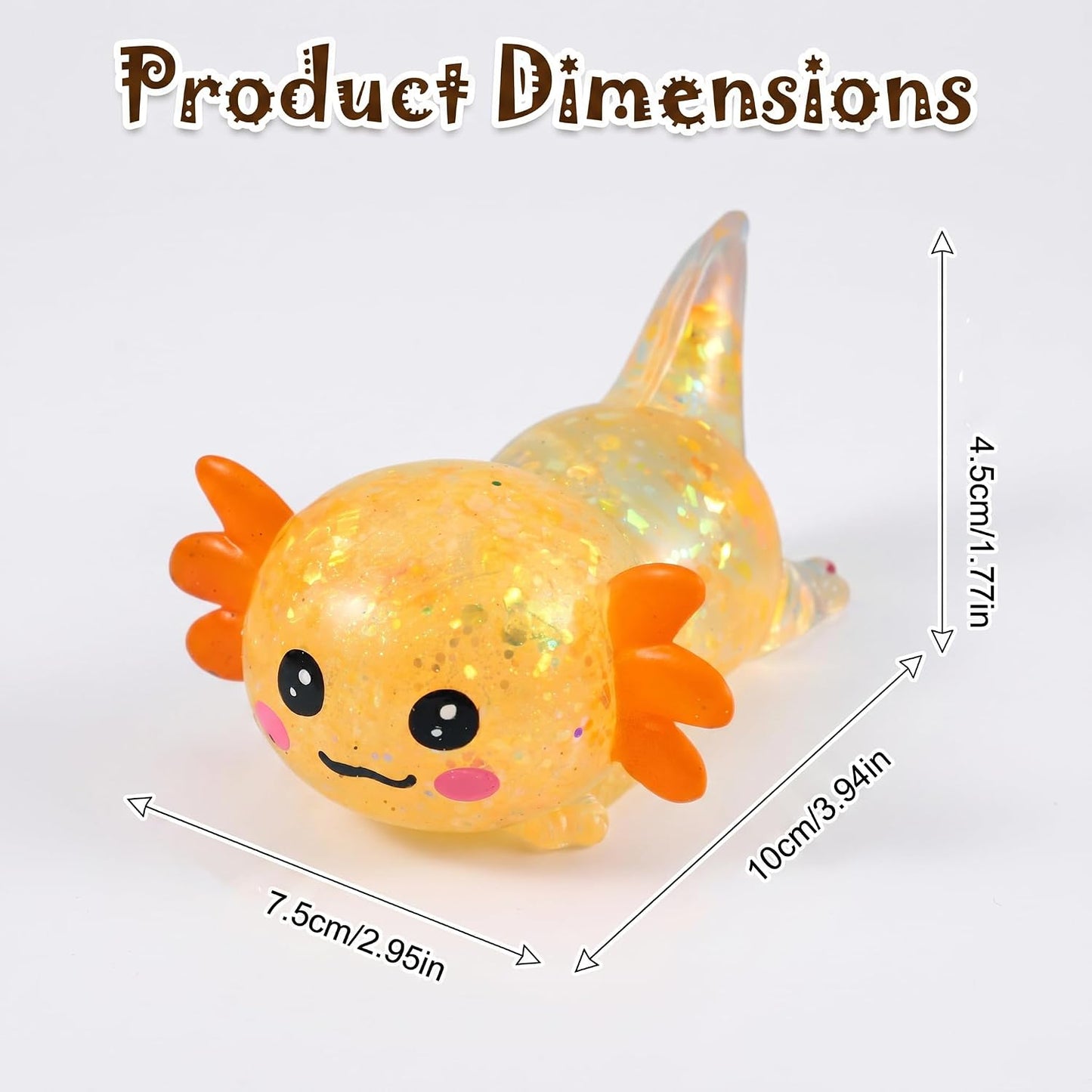 Axolotl Squishy Stress Relief Toy - Giltter Slow Rising Fidget Toy, Cute Sensory Toy, Moldable Soft Squeeze Toys for Adult, Kids, Party Favors Anxiety Relief Squishy Toy(Yellow)