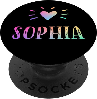 Sophia Gift Heart Rainbow Watercolor Love Name Sophia PopSockets PopGrip: Swappable Grip for Phones & Tablets