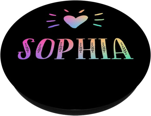 Sophia Gift Heart Rainbow Watercolor Love Name Sophia PopSockets PopGrip: Swappable Grip for Phones & Tablets