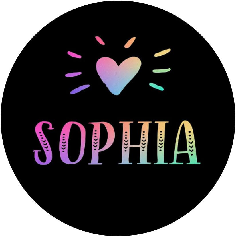 Sophia Gift Heart Rainbow Watercolor Love Name Sophia PopSockets PopGrip: Swappable Grip for Phones & Tablets
