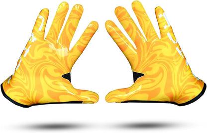 Youth Football Gloves, Sticky Wide Receiver Grip, Adult Sizes | Tacky silicone palm holds wet or dry. Flag and tackle football for boys, girls, men. Machine washable. Kids 8-12 fit.
