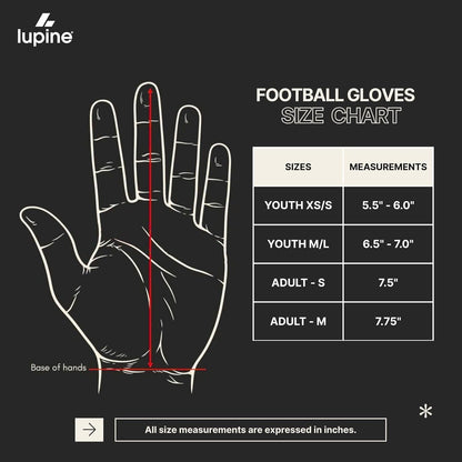 Youth Football Gloves, Sticky Wide Receiver Grip, Adult Sizes | Tacky silicone palm holds wet or dry. Flag and tackle football for boys, girls, men. Machine washable. Kids 8-12 fit.