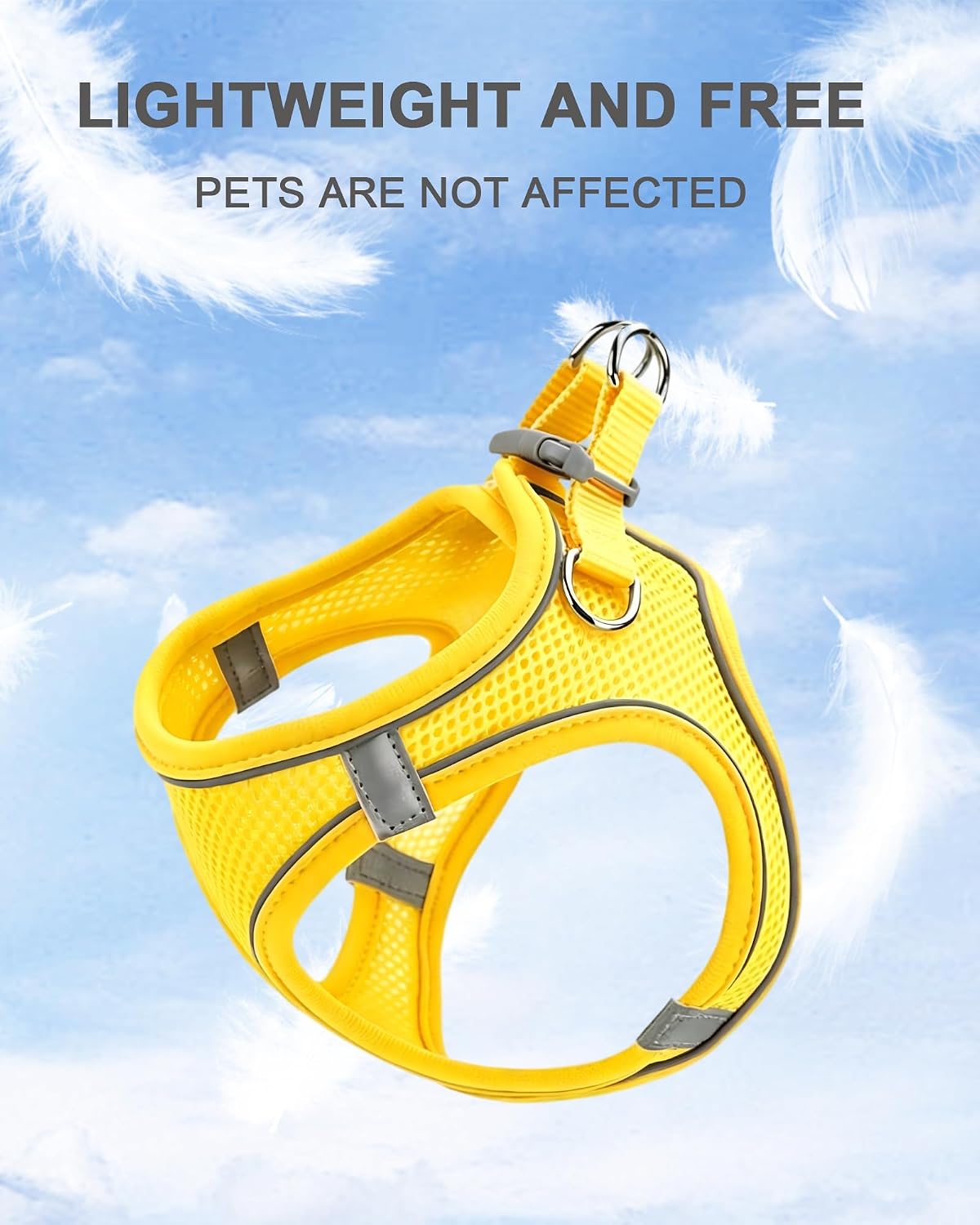 XS Yellow Soft Mesh Dog Harness and Leash Set,No Escape Puppy Harnesses for Training Walking， Reflective Adjustable Puppy Vest for Small Medium Dogs, Cats (Yellow, XS)