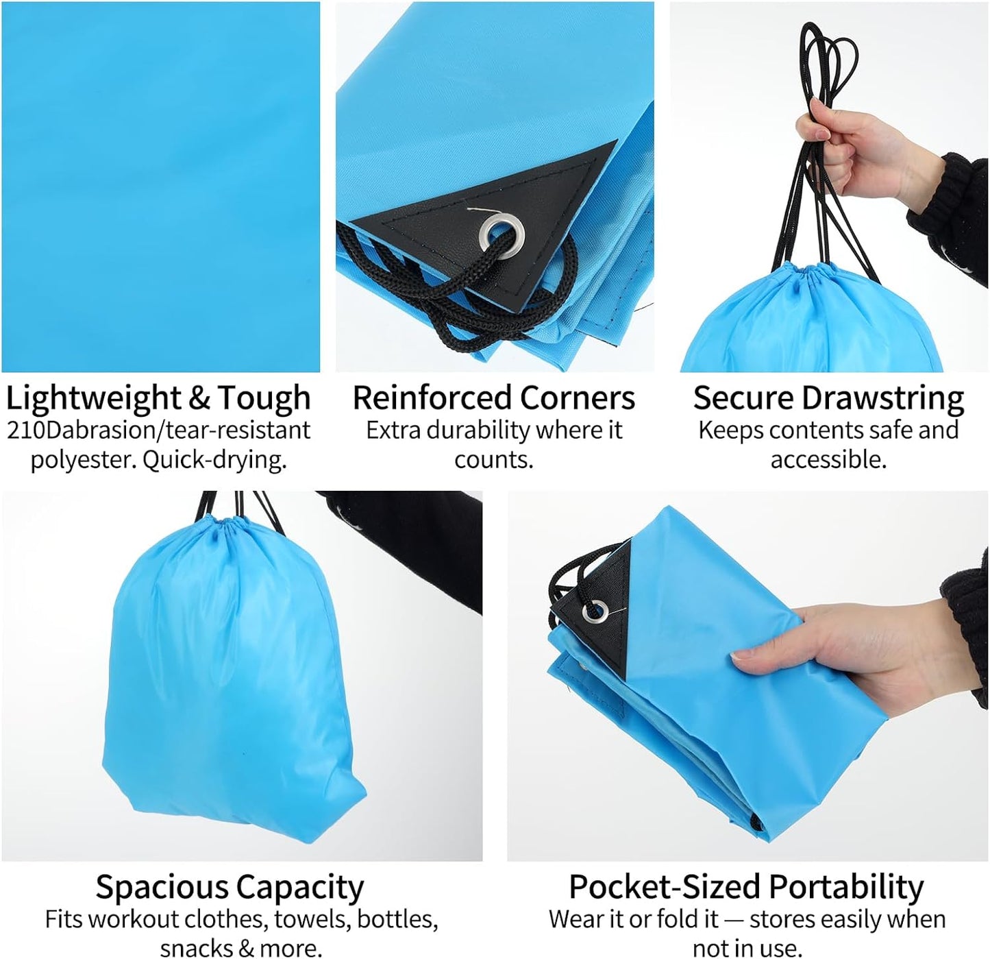 16 Pcs 17oz Plastic Water Bottles Bulk with Drawstring Backpacks, Reusable Sports Water Bottles with Flip Top & Handle Strap, Lightweight Leakproof Drinking Cups for Gym Fitness Outdoor Sports