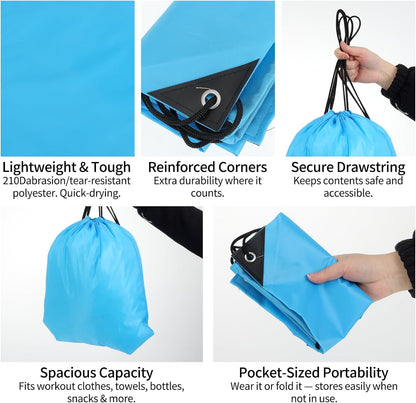 16 Pcs 17oz Plastic Water Bottles Bulk with Drawstring Backpacks, Reusable Sports Water Bottles with Flip Top & Handle Strap, Lightweight Leakproof Drinking Cups for Gym Fitness Outdoor Sports