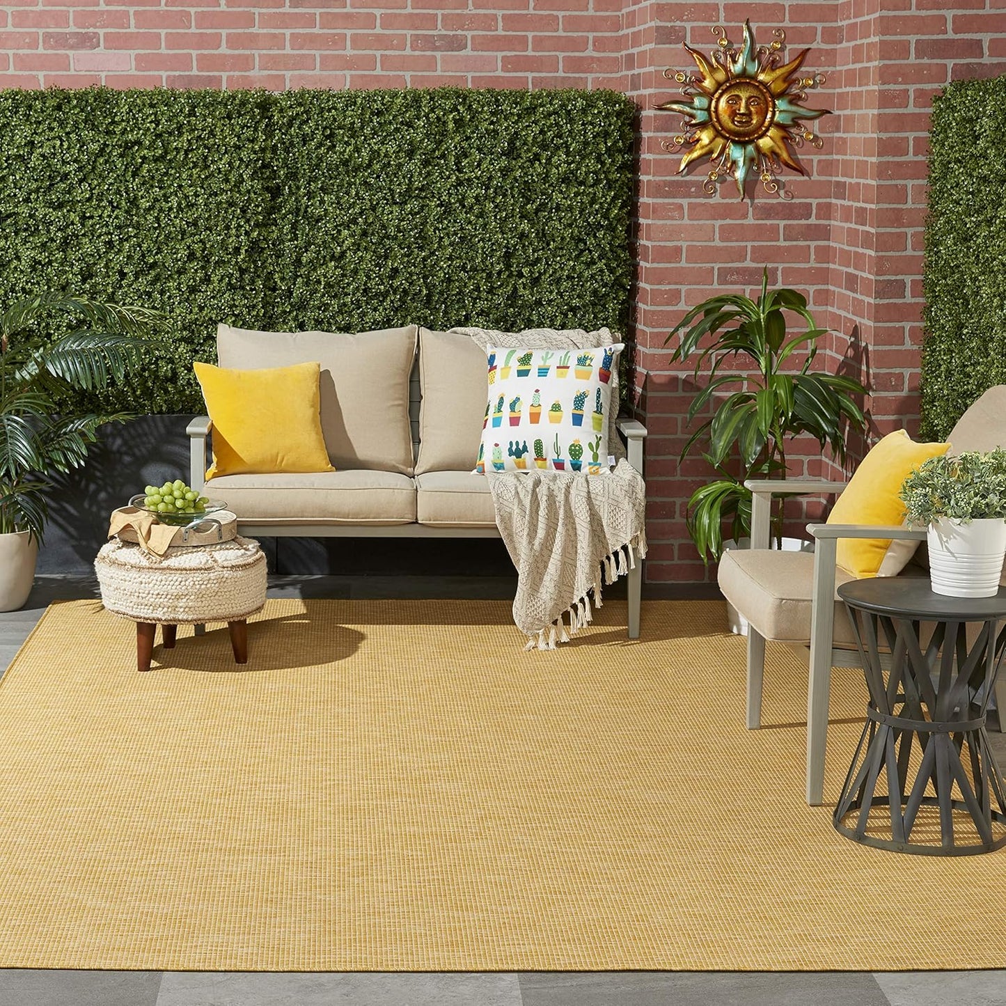Positano Yellow 8' x 10' Area Rug - Easy Clean, Non Shedding, Bed Room, Living Room, Dining Room, Kitchen (8' x 10')