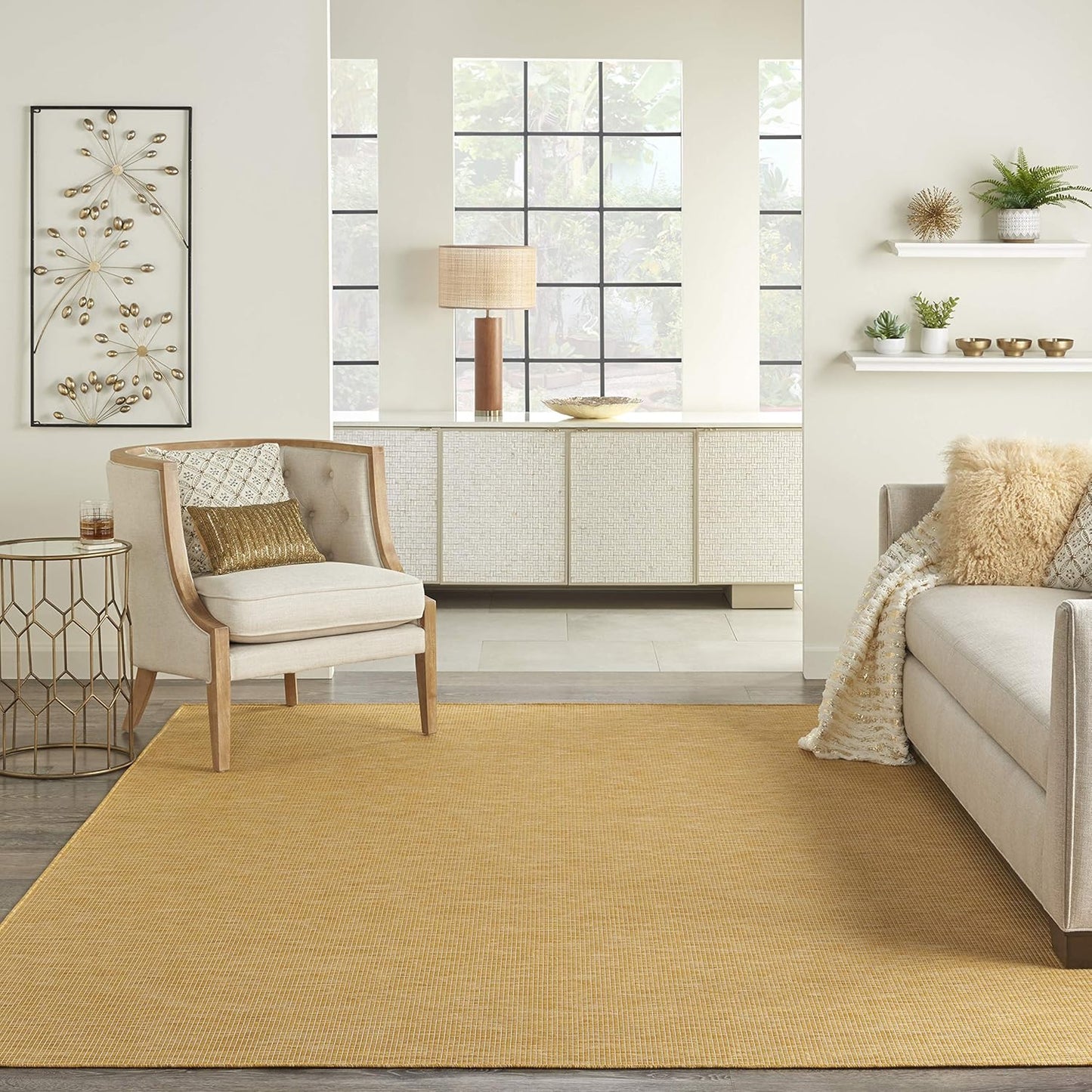 Positano Yellow 8' x 10' Area Rug - Easy Clean, Non Shedding, Bed Room, Living Room, Dining Room, Kitchen (8' x 10')