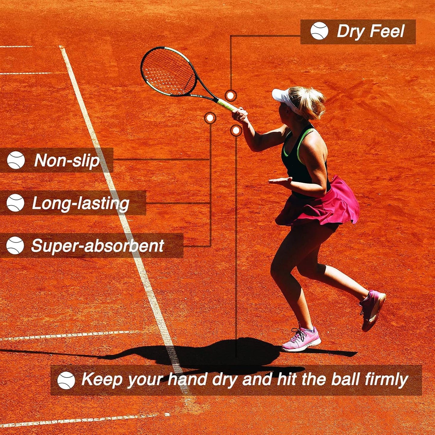 Tennis Racket Grip Tape, (6 or 9 Pack) Dry Feel Tennis Grips, Absorbent and Enhanced Tennis Racquet Overgrip