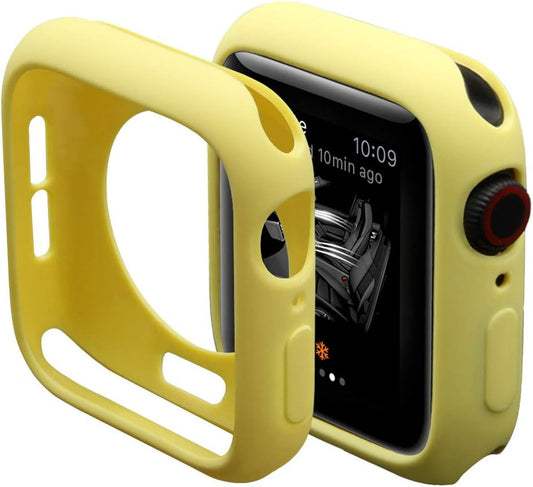 Soft Candy Colors Case for Apple Watch Series 4/5/6/SE 44MM, Ultra Thin TPU Shockproof Smart Watch Cases Bumper Cover for iWatch Series [No Screen] Yellow