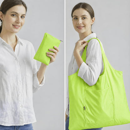 1 Pack Foldable Reusable Grocery Bag (Yellow) | Waterproof Shopping Bag, Tote Bags, Nylon Bags