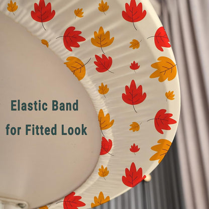 Fall Fitted Oval Table Cloth with Elastic 48x68 Inch Light Yellow Tablecloth Spandex Stretchy Fabric Dining Table Cover for Outdoor Party Wrinkle Free Non Slip Cute Autumn Leaves