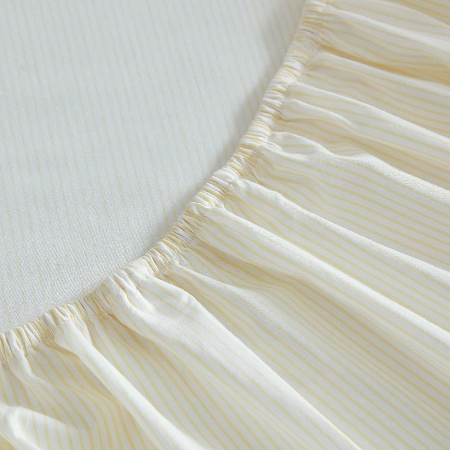 Queen Size Sheets Set, Crisp & Tailored Cooling Sheets with a Naturally Smooth Cotton Percale Lightweight Feel - Bed Sheets with Matching Pillowcases & Fitted Sheet (Stripe Yellow)
