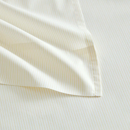 Queen Size Sheets Set, Crisp & Tailored Cooling Sheets with a Naturally Smooth Cotton Percale Lightweight Feel - Bed Sheets with Matching Pillowcases & Fitted Sheet (Stripe Yellow)