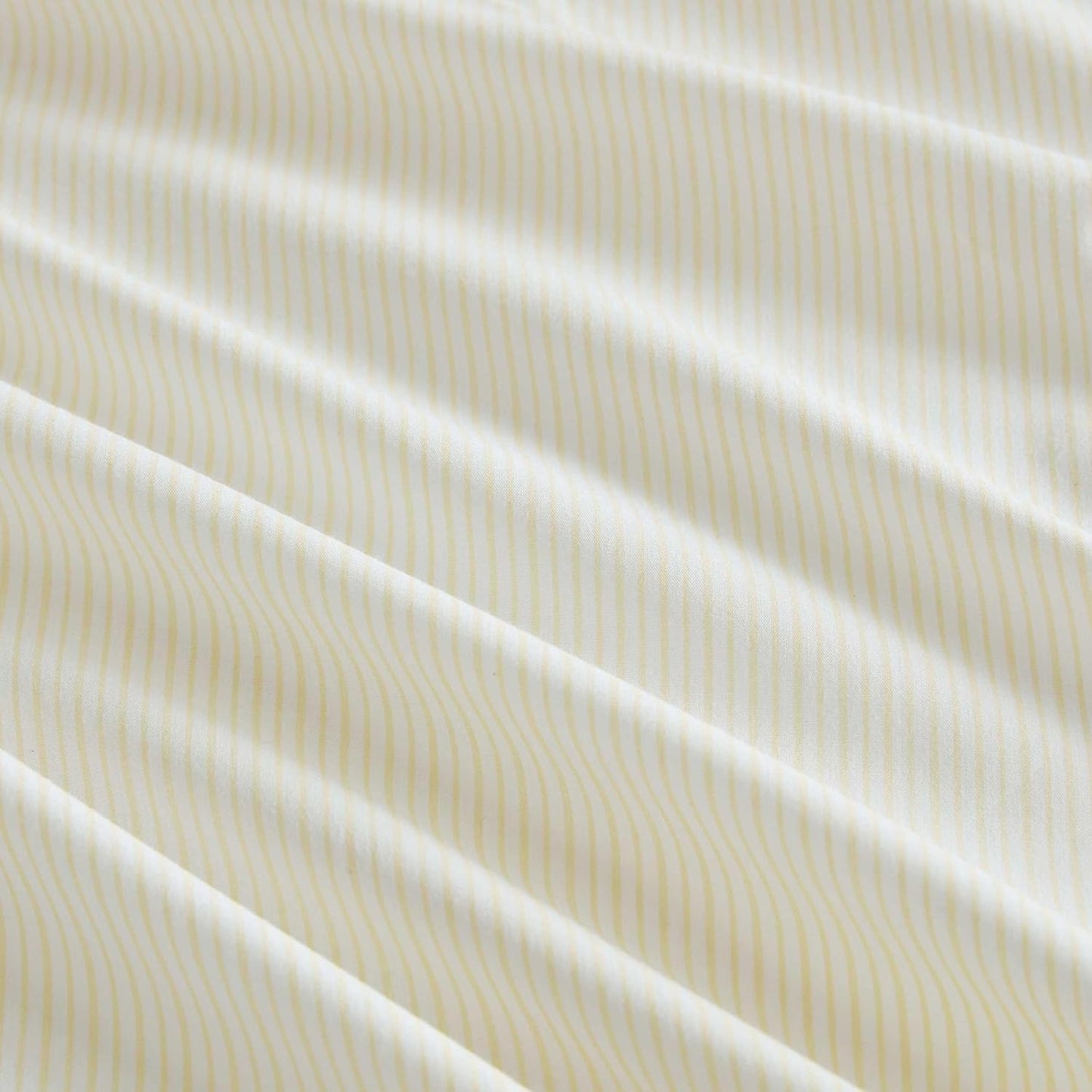 Queen Size Sheets Set, Crisp & Tailored Cooling Sheets with a Naturally Smooth Cotton Percale Lightweight Feel - Bed Sheets with Matching Pillowcases & Fitted Sheet (Stripe Yellow)