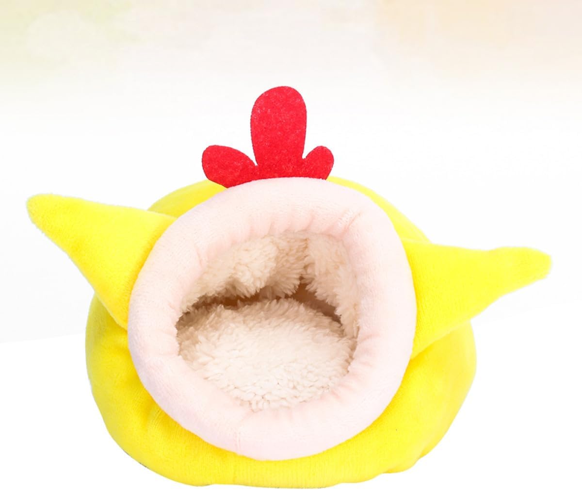 Hamster Warm Bed and Small Animal Nest, Cotton Fleece Plush Lining, Winter Comfortable Pet Bed for Hamsters and Hedgehogs, Chick Pattern, Yellow