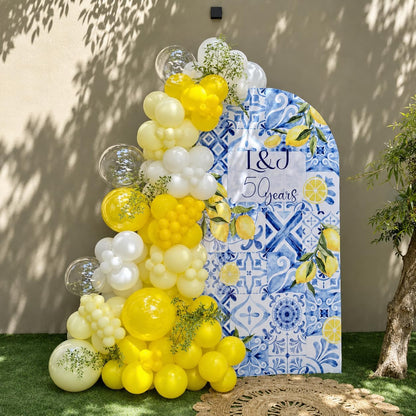 Yellow and White Balloons, 12Inch Pastel Yellow White Gold Confetti Balloons for Bee Lemon Wedding Baby Bridal Shower Sunflower Birthday Party Decorations