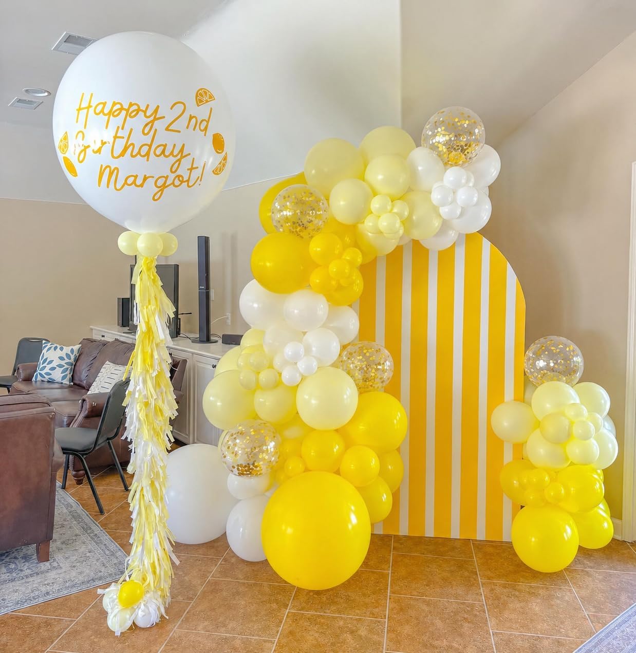 Yellow and White Balloons, 12Inch Pastel Yellow White Gold Confetti Balloons for Bee Lemon Wedding Baby Bridal Shower Sunflower Birthday Party Decorations