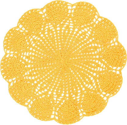 Round Flower Lace Doilies Vase Mats Kitchen Tablecloth Dish Plate Mat Handmade Crochet Table Doily Placemats (Yellow, 11.8 in to 13.8 in,1PC)