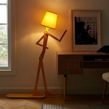Cool Mini Wood Floor Lamp for Kids Room Corner Reading, Egg Yellow | LED Bulb Included, Living Room, Bedroom, Bedside, Office, Decorative Standing Light, Creative Swing Arm