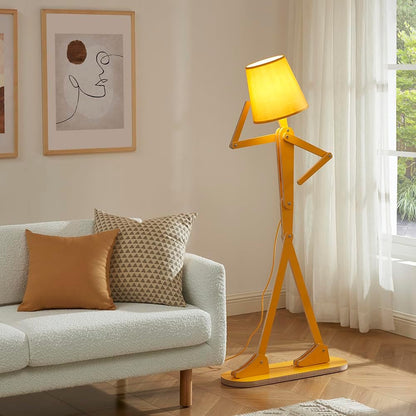 Cool Mini Wood Floor Lamp for Kids Room Corner Reading, Egg Yellow | LED Bulb Included, Living Room, Bedroom, Bedside, Office, Decorative Standing Light, Creative Swing Arm