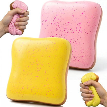 Butter Bread Squishy, Sensory Fidget Toys for Adults & Teens ADHD Anxiety Relief, Realistic Bread Squishies with Butter Scent, Fun Party Favors & Stocking Stuffers Gift (Pink+Yellow)