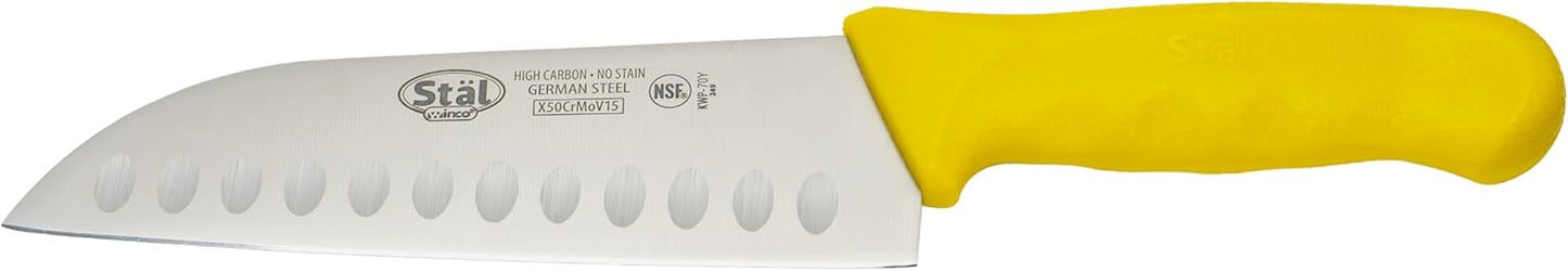 7" High Carbon Steel Japanese Santoku Chef Knife, Yellow