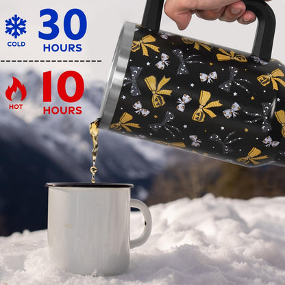 Floral Lemon Tumbler with Handle and Straw Lid 40 oz,Cute Spring Summer Gift for Women Men Lemon Leaves Vacuum Insulated Leak Proof Stainless Steel Coffee Cup Mug