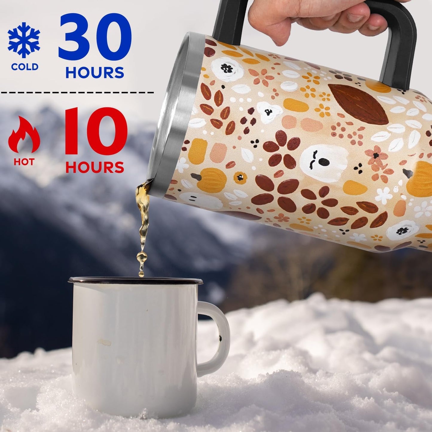 Floral Lemon Tumbler with Handle and Straw Lid 40 oz,Cute Spring Summer Gift for Women Men Lemon Leaves Vacuum Insulated Leak Proof Stainless Steel Coffee Cup Mug