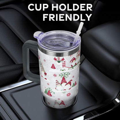 Floral Lemon Tumbler with Handle and Straw Lid 40 oz,Cute Spring Summer Gift for Women Men Lemon Leaves Vacuum Insulated Leak Proof Stainless Steel Coffee Cup Mug
