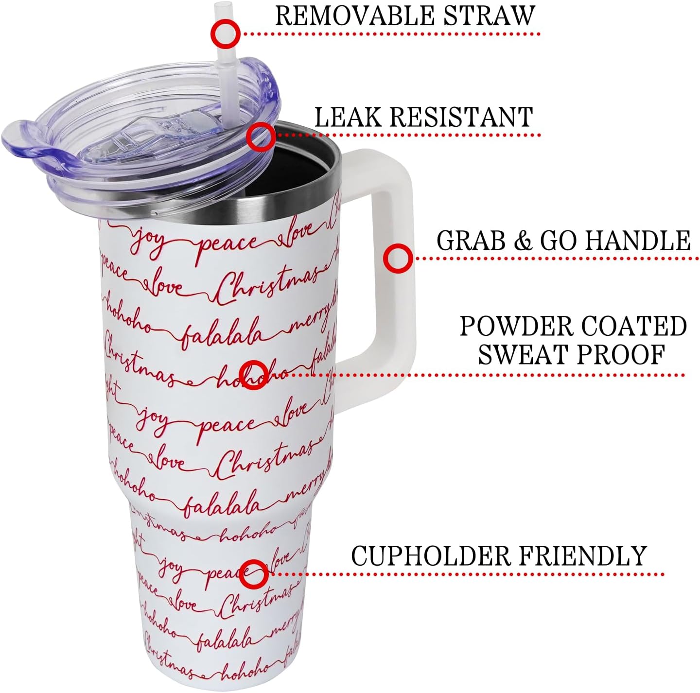 Floral Lemon Tumbler with Handle and Straw Lid 40 oz,Cute Spring Summer Gift for Women Men Lemon Leaves Vacuum Insulated Leak Proof Stainless Steel Coffee Cup Mug