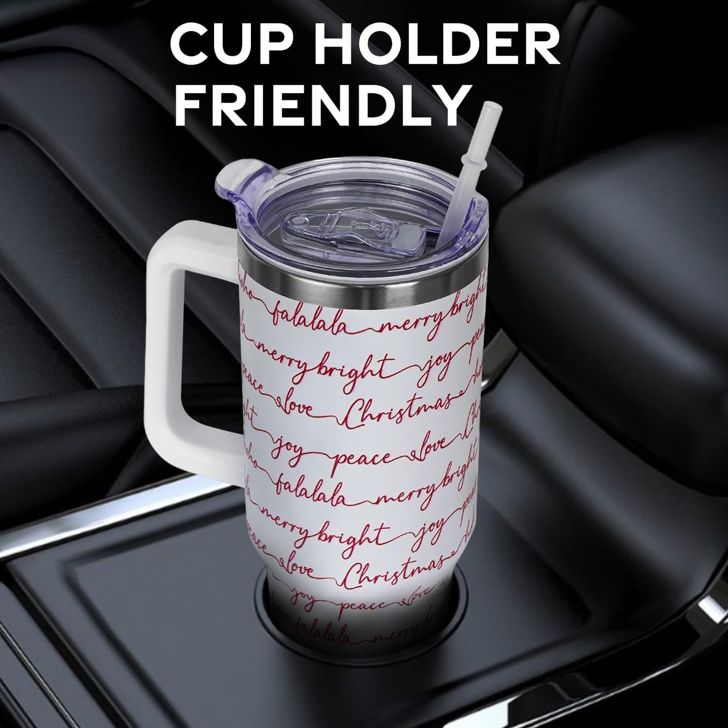 Floral Lemon Tumbler with Handle and Straw Lid 40 oz,Cute Spring Summer Gift for Women Men Lemon Leaves Vacuum Insulated Leak Proof Stainless Steel Coffee Cup Mug