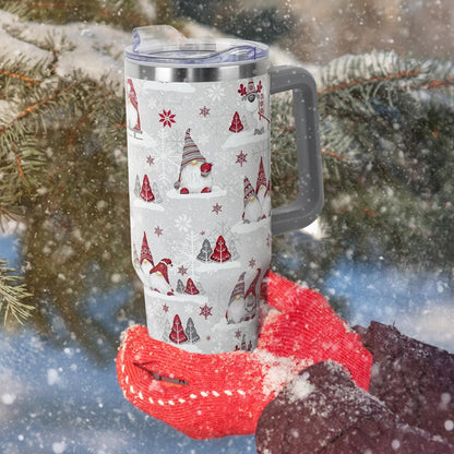 Floral Lemon Tumbler with Handle and Straw Lid 40 oz,Cute Spring Summer Gift for Women Men Lemon Leaves Vacuum Insulated Leak Proof Stainless Steel Coffee Cup Mug