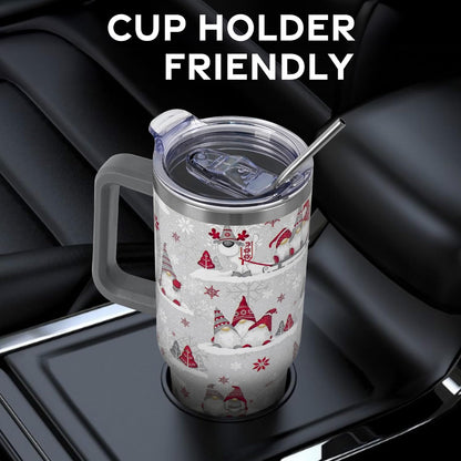Floral Lemon Tumbler with Handle and Straw Lid 40 oz,Cute Spring Summer Gift for Women Men Lemon Leaves Vacuum Insulated Leak Proof Stainless Steel Coffee Cup Mug