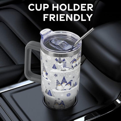 Floral Lemon Tumbler with Handle and Straw Lid 40 oz,Cute Spring Summer Gift for Women Men Lemon Leaves Vacuum Insulated Leak Proof Stainless Steel Coffee Cup Mug