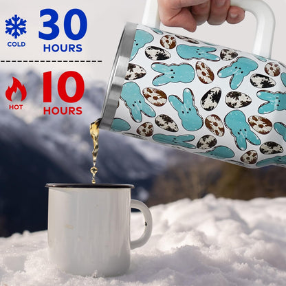 Floral Lemon Tumbler with Handle and Straw Lid 40 oz,Cute Spring Summer Gift for Women Men Lemon Leaves Vacuum Insulated Leak Proof Stainless Steel Coffee Cup Mug
