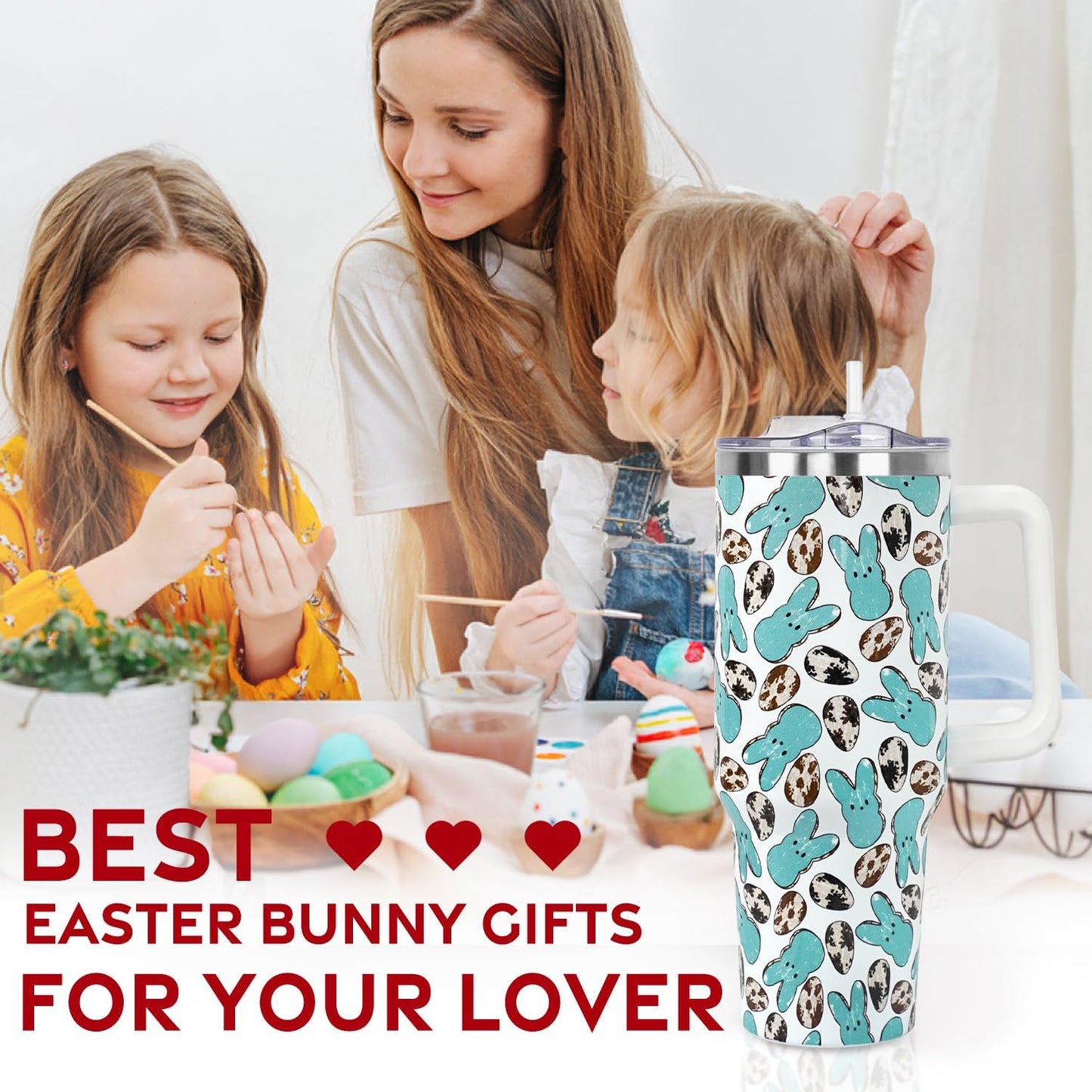 Floral Lemon Tumbler with Handle and Straw Lid 40 oz,Cute Spring Summer Gift for Women Men Lemon Leaves Vacuum Insulated Leak Proof Stainless Steel Coffee Cup Mug