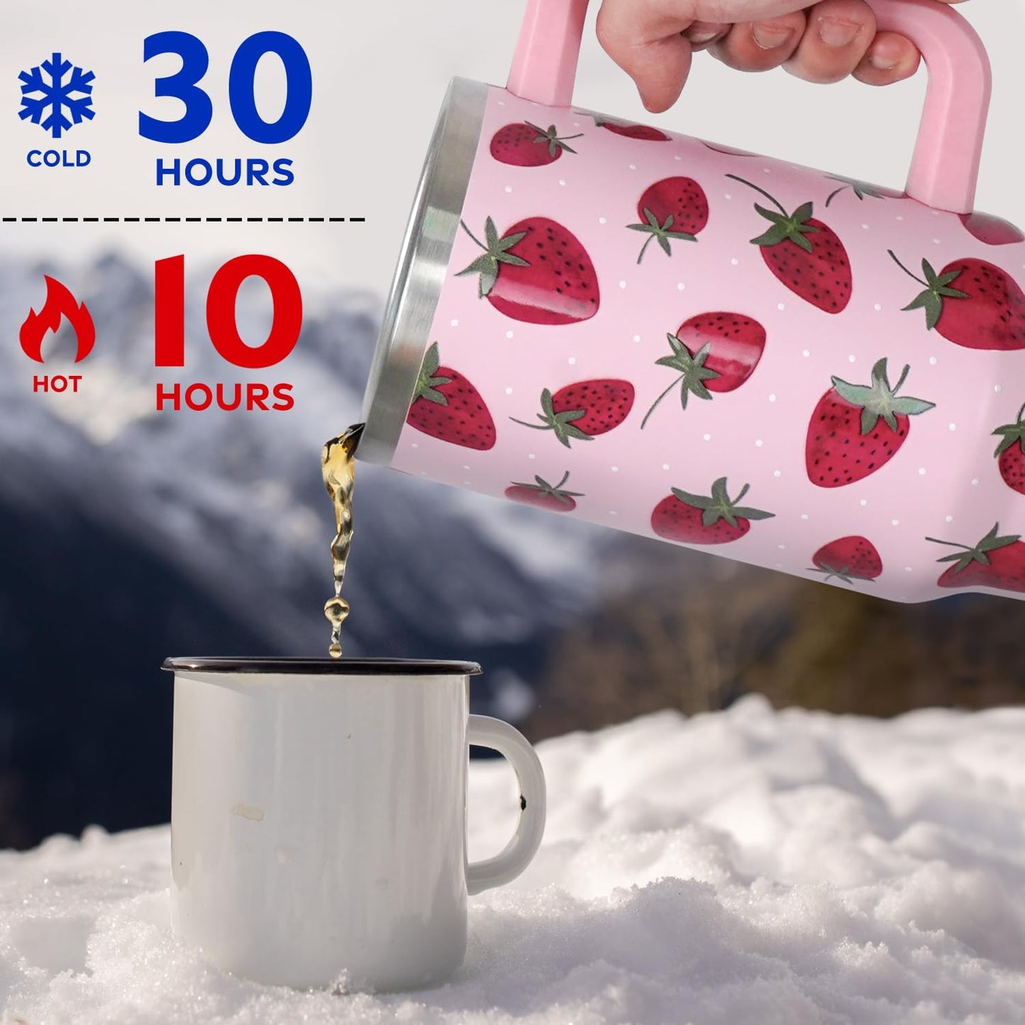 Floral Lemon Tumbler with Handle and Straw Lid 40 oz,Cute Spring Summer Gift for Women Men Lemon Leaves Vacuum Insulated Leak Proof Stainless Steel Coffee Cup Mug