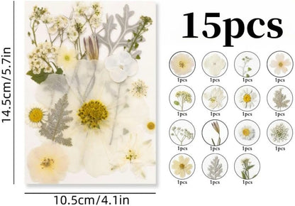 60PCS Mixed Natural Pressed Flowers Craft Kit with Tweezers for DIY Resin Coaster Bookmark Scrapbooking Wedding Vow Card Phone Case Nail Decoration (Pink, Voilet, White, Yellow)